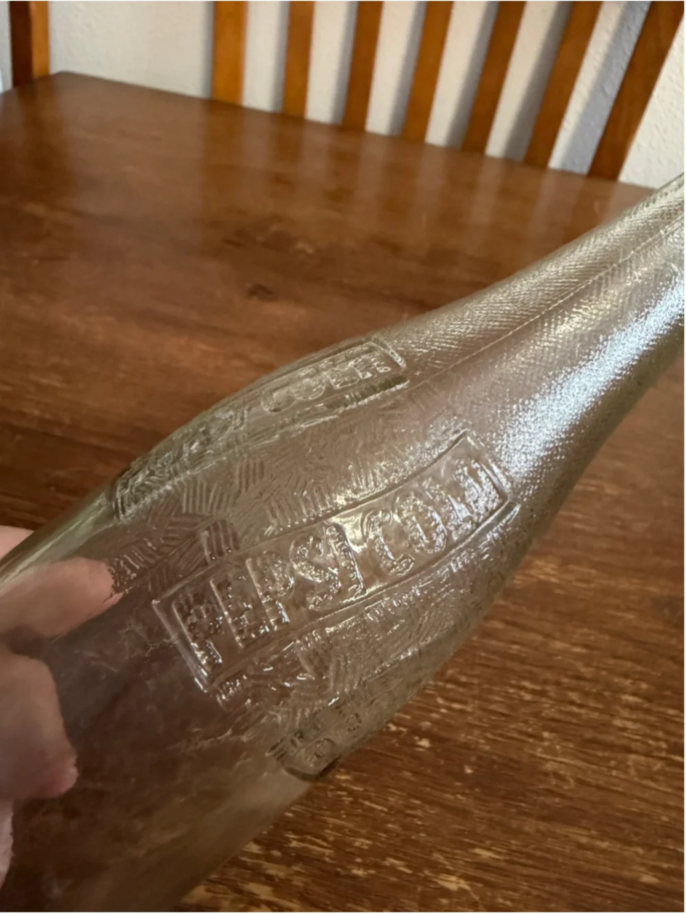 Vintage Embossed Pepsi-Cola Clear Glass Soda Bottle Textured Swirl Design Collec